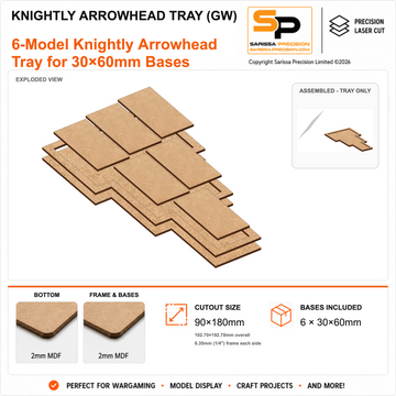 Knightly 6 Arrowhead Tray for 30×60mm Bases (GW) – 2mm MDF