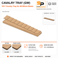 40×60mm Cavalry Tray (GW) – 10×1 – 10 bases / 2mm MDF