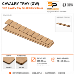 40×60mm Cavalry Tray (GW) – 10×1 – 10 bases / 3mm MDF