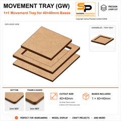40×40mm Movement Tray (GW) – 1×1 – 1 base / 3mm MDF