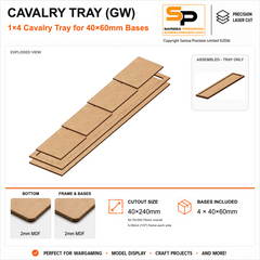 40×60mm Cavalry Tray (GW) – 1×4 – 4 bases / 2mm MDF