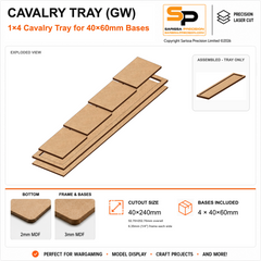 40×60mm Cavalry Tray (GW) – 1×4 – 4 bases / 3mm MDF