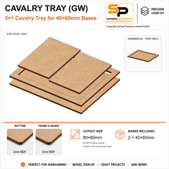 40×60mm Cavalry Tray (GW) – 2×1 – 2 bases / 2mm MDF
