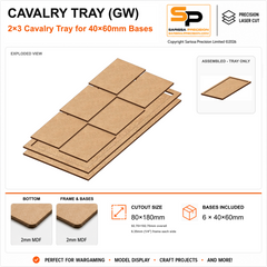 40×60mm Cavalry Tray (GW) – 2×3 – 6 bases / 2mm MDF