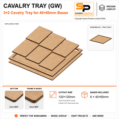 40×60mm Cavalry Tray (GW) – 3×2 – 6 bases / 3mm MDF