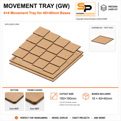 40×40mm Movement Tray (GW) – 4×4 – 16 bases / 3mm MDF