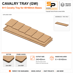 40×60mm Cavalry Tray (GW) – 6×1 – 6 bases / 2mm MDF