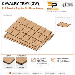 40×60mm Cavalry Tray (GW) – 6×3 – 18 bases / 3mm MDF