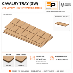 40×60mm Cavalry Tray (GW) – 7×2 – 14 bases / 2mm MDF