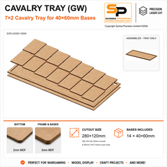 40×60mm Cavalry Tray (GW) – 7×2 – 14 bases / 3mm MDF