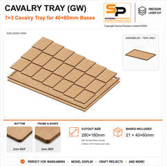 40×60mm Cavalry Tray (GW) – 7×3 – 21 bases / 3mm MDF