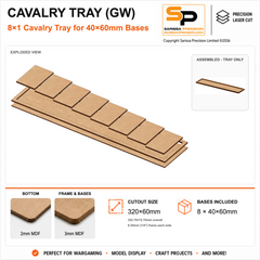 40×60mm Cavalry Tray (GW) – 8×1 – 8 bases / 3mm MDF
