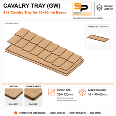 40×60mm Cavalry Tray (GW) – 8×2 – 16 bases / 3mm MDF