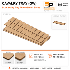 40×60mm Cavalry Tray (GW) – 9×2 – 18 bases / 3mm MDF