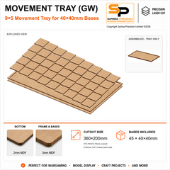 40×40mm Movement Tray (GW) – 9×5 – 45 bases / 3mm MDF