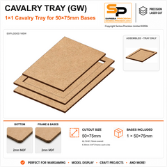 50×75mm Cavalry Tray (GW) – 1×1 – 1 base / 2mm MDF