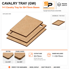 50×75mm Cavalry Tray (GW) – 1×1 – 1 base / 3mm MDF