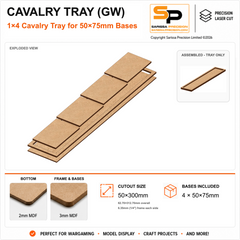 50×75mm Cavalry Tray (GW) – 1×4 – 4 bases / 3mm MDF