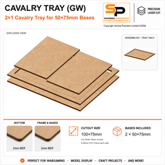 50×75mm Cavalry Tray (GW) – 2×1 – 2 bases / 2mm MDF