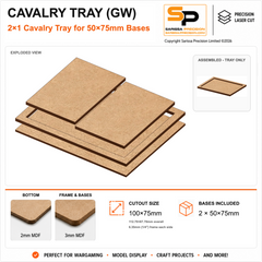 50×75mm Cavalry Tray (GW) – 2×1 – 2 bases / 3mm MDF