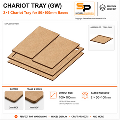 50×100mm Chariot Tray (GW) – 2×1 – 2 bases / 3mm MDF