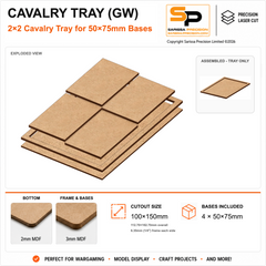 50×75mm Cavalry Tray (GW) – 2×2 – 4 bases / 3mm MDF