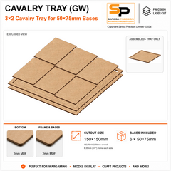 50×75mm Cavalry Tray (GW) – 3×2 – 6 bases / 2mm MDF