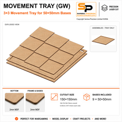 50×50mm Movement Tray (GW) – 3×3 – 9 bases / 2mm MDF