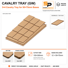 50×75mm Cavalry Tray (GW) – 3×4 – 12 bases / 3mm MDF