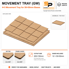 50×50mm Movement Tray (GW) – 4×3 – 12 bases / 2mm MDF