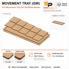 50×50mm Movement Tray (GW) – 5×2 – 10 bases / 3mm MDF
