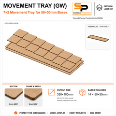 50×50mm Movement Tray (GW) – 7×2 – 14 bases / 3mm MDF