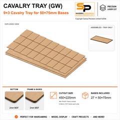 50×75mm Cavalry Tray (GW) – 9×3 – 27 bases / 2mm MDF