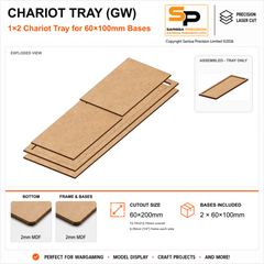 60×100mm Chariot Tray (GW) – 1×2 – 2 bases / 2mm MDF