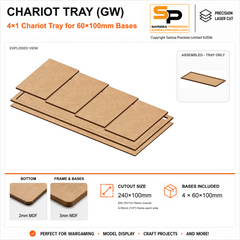 60×100mm Chariot Tray (GW) – 4×1 – 4 bases / 3mm MDF