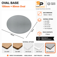 Oval Bases – 100×80mm (×2) / 1mm Greyboard