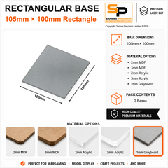 Rectangular Bases – 100mm Deep – 105×100mm (×2) / 1mm Greyboard / Rounded Corners