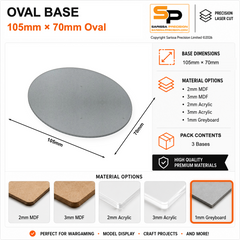 Oval Bases – 105×70mm (×3) / 1mm Greyboard