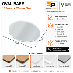 Oval Bases – 105×70mm (×3) / 2mm Clear Acrylic