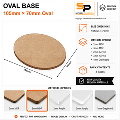 Oval Bases – 105×70mm (×3) / 3mm MDF