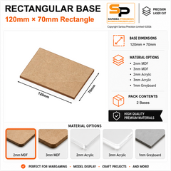 Rectangular Bases – 70mm Deep – 120×70mm (×2) / 2mm MDF / Rounded Corners