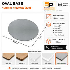 Oval Bases – 120×92mm (×2) / 1mm Greyboard