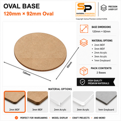Oval Bases – 120×92mm (×2) / 2mm MDF