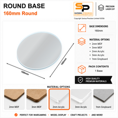Round Bases – 160mm (×1) / 2mm Clear Acrylic