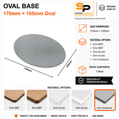 Oval Bases – 170×105mm (×1) / 1mm Greyboard