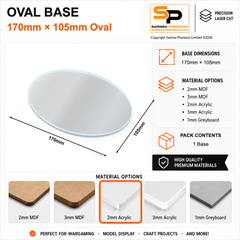 Oval Bases – 170×105mm (×1) / 2mm Clear Acrylic