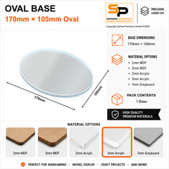 Oval Bases – 170×105mm (×1) / 3mm Clear Acrylic