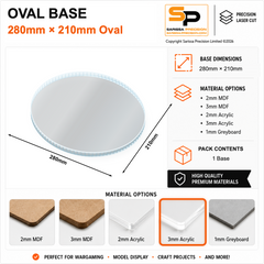 Oval Bases – 280×210mm (×1) / 3mm Clear Acrylic