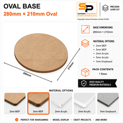 Oval Bases – 280×210mm (×1) / 3mm MDF