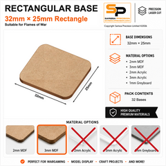 32×25mm Team Bases (FoW) – 3mm MDF